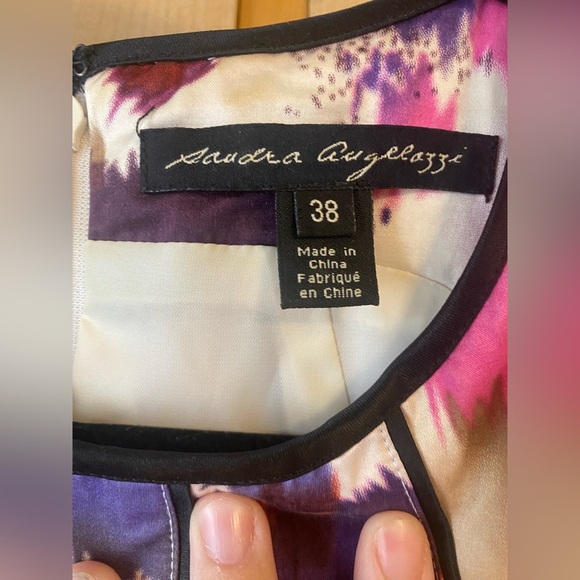 Sandra Angelozzi Cotton/Silk Blend Abstract Cap Sleeve Dress Size Medium - Picture 4 of 10